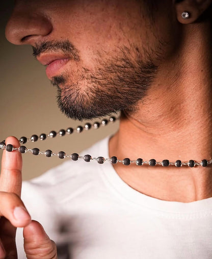 Silver coated premium karungali mala