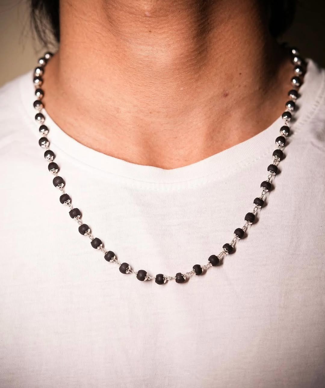 Silver coated premium karungali mala